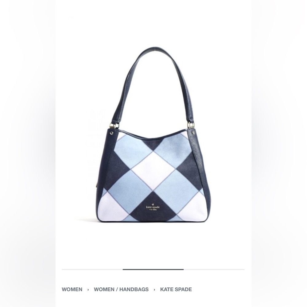 KATE SPADE LEILA PATCHWORK DENIM MEDIUM TRIPLE COMPARTMENT SHOULDER BAG NWOT